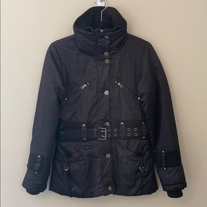 Oxmo Belted Black Winter Puffer Jacket